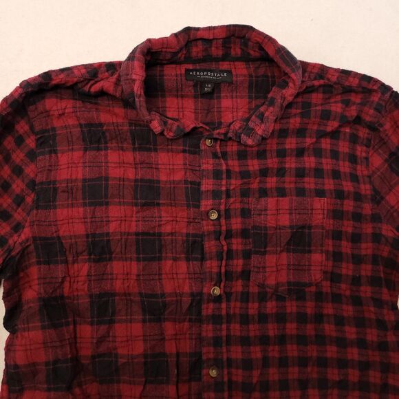 Aeropostale Tartan Flannel Casual Long Sleeve Shirt Mens Size Large L Red Black - Picture 1 of 10